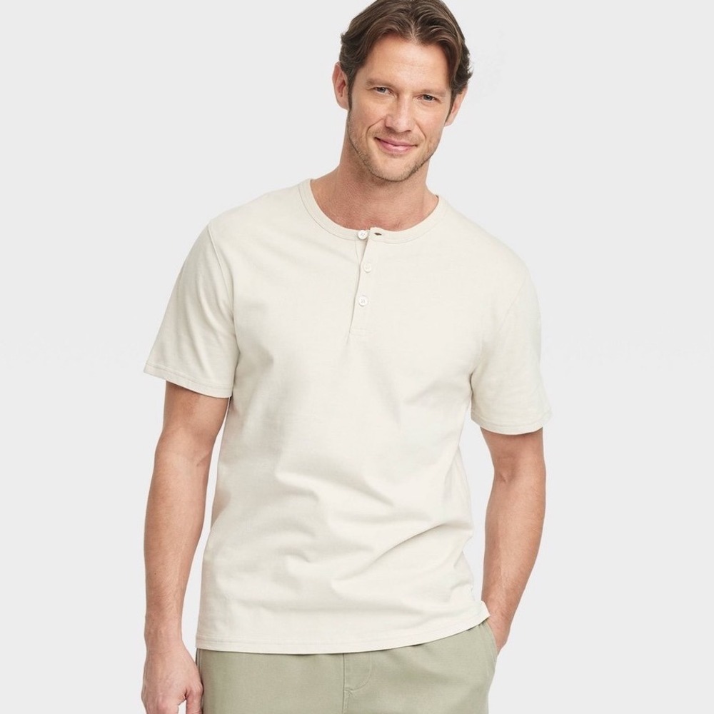 Imogene and Willie Mens Short Sleeve Henley Shirt White Large New With Tags